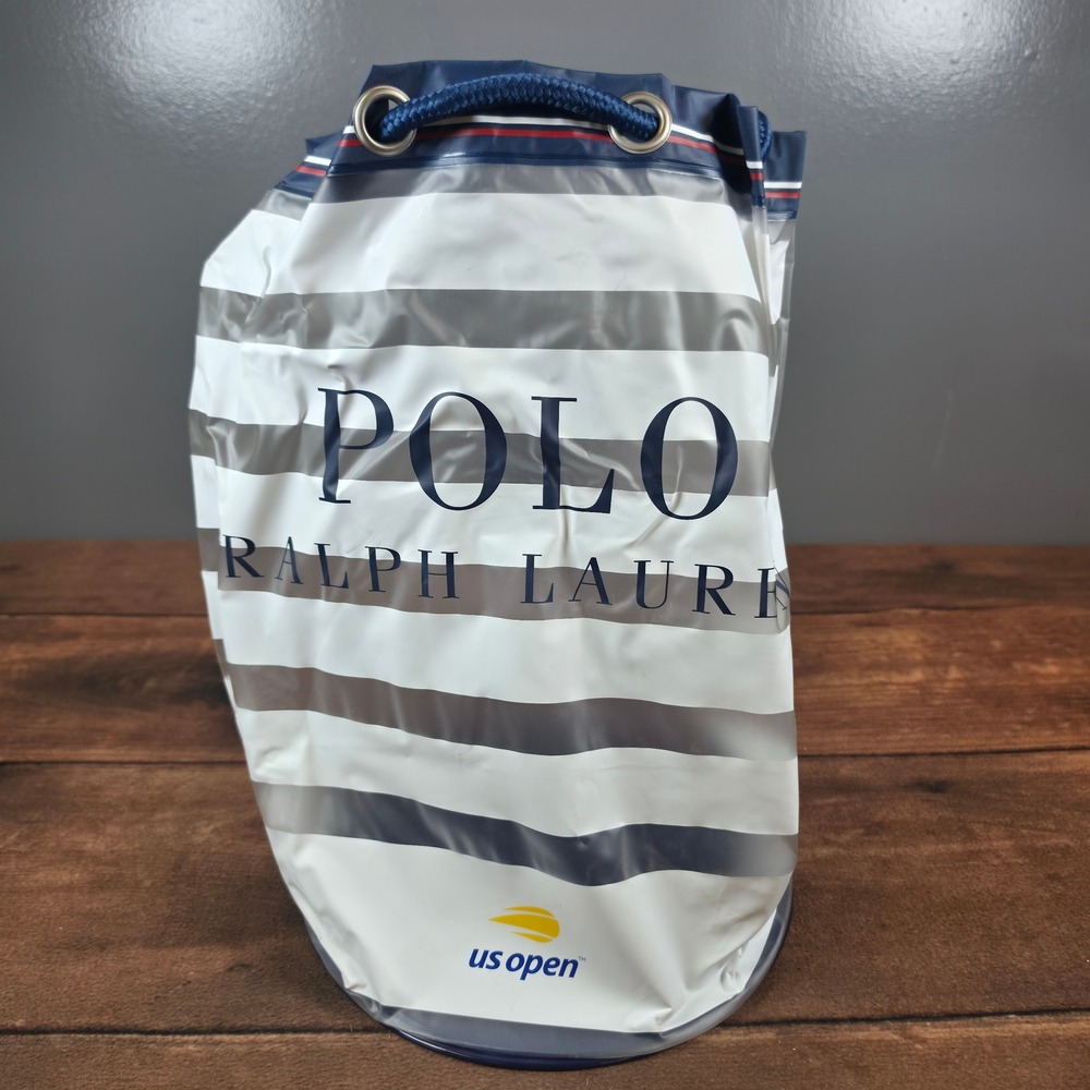Polo Ralph Lauren Drawstring Bag Mens OS White Good US Open Striped Bucket Logo